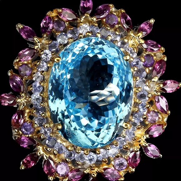 Atlanta Gem & Mineral Show Jewelry - HOLD FOR NANCY Genuine 23 CTW of Blue Topaz Ring